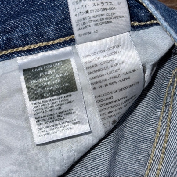 Levi’s Low Pro Straight Leg Jeans Baggy 90s Mid Rise Blue Ripped Torn - Picture 6 of 11